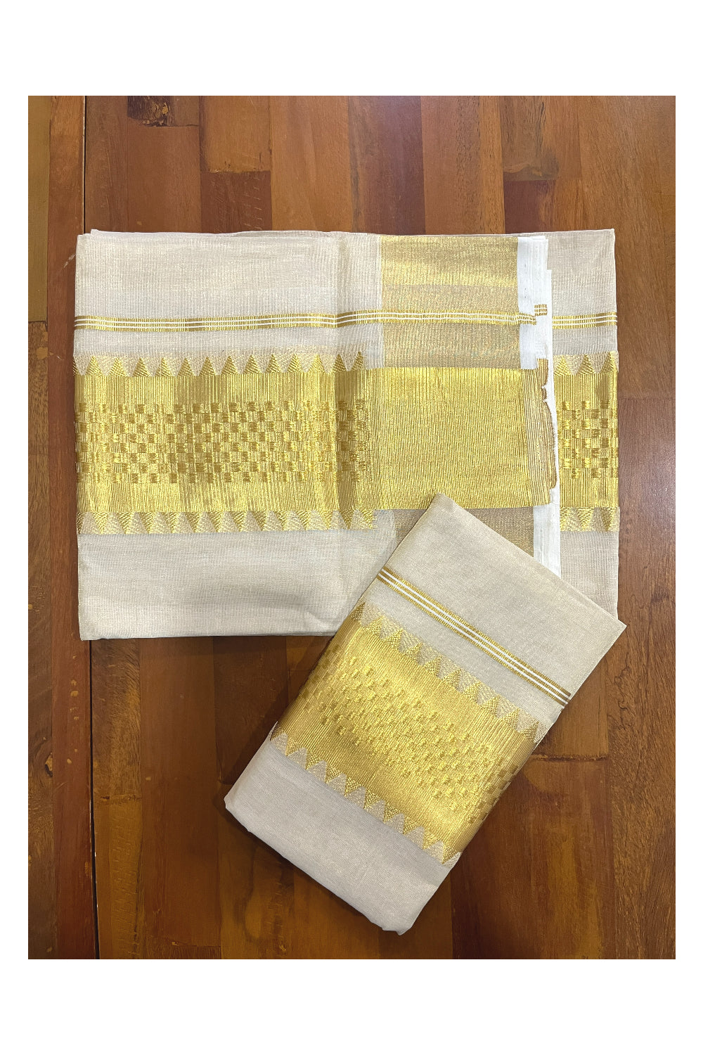 Southloom Handloom Premium Tissue Plain Single Set Mundu with Temple Woven Paa Neythu Border