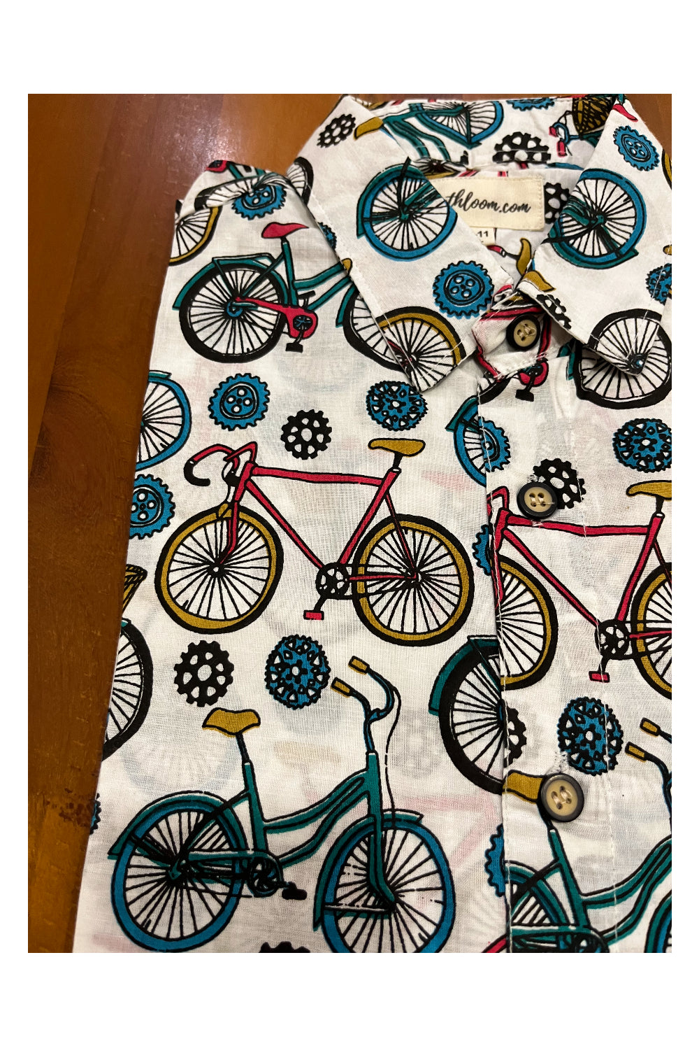 Southloom Jaipur Cotton Bicycle Hand Block Printed Shirt For Kids (Half Sleeves)