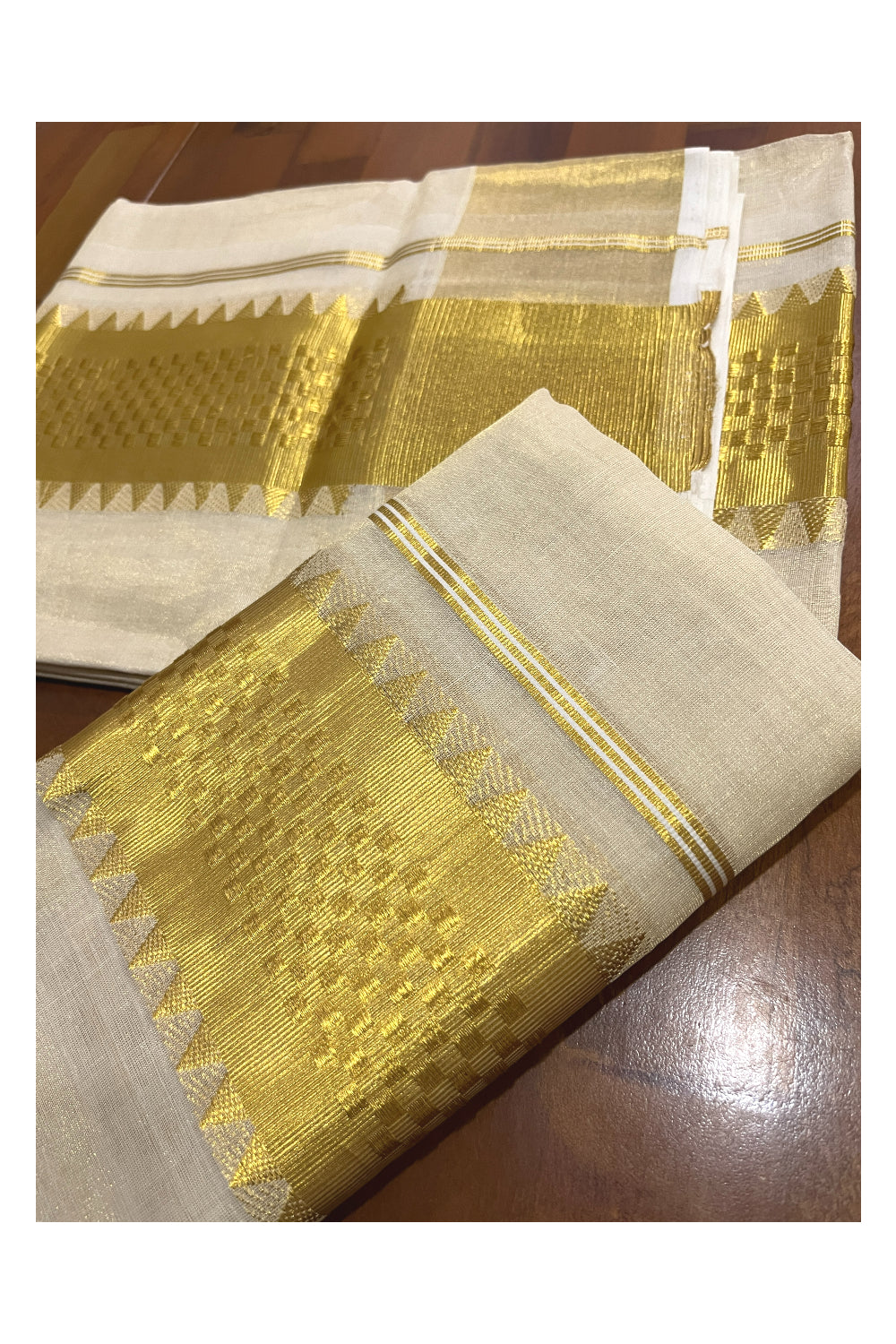 Southloom Handloom Premium Tissue Plain Single Set Mundu with Temple Woven Paa Neythu Border