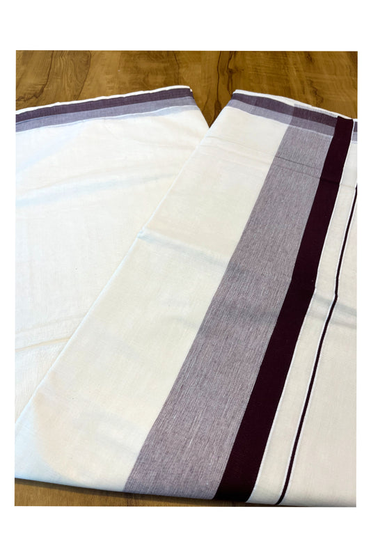 Pure Cotton Off White Kerala Saree with Brown Shaded Border