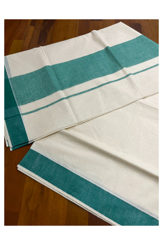 Pure Cotton Kerala Saree with Plain Green Border (Vishu 2024 Collection)