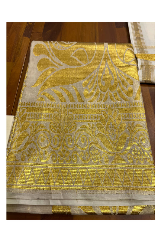 Pure Cotton Kerala Churidar Salwar Material with Kasavu Woven Designs (include Shawl / Dupatta)