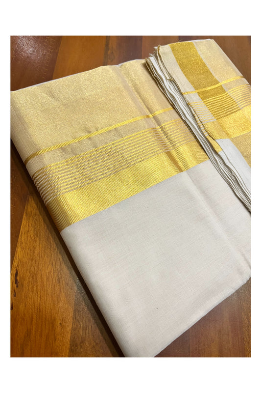 Premium Balaramapuram Handloom Pure Cotton Wedding Mundu with Tissue Kasavu on Border (Vishu 2024 Collection)