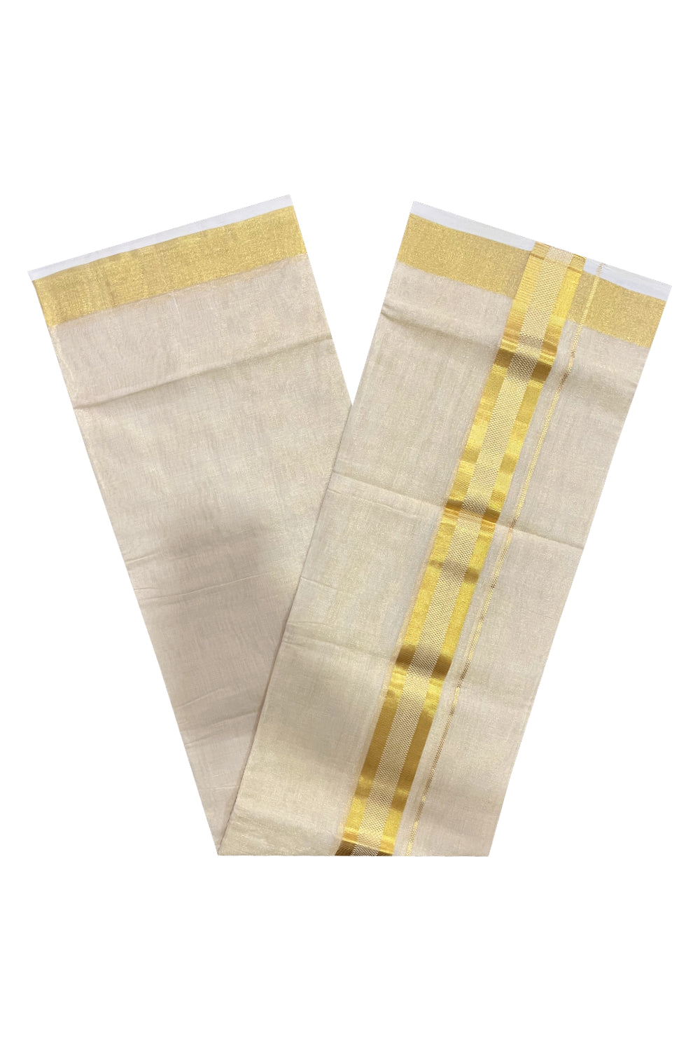 Southloom Premium Wedding Handloom Tissue Mundu with Kasavu Woven Border (South Indian Kerala Dhoti)