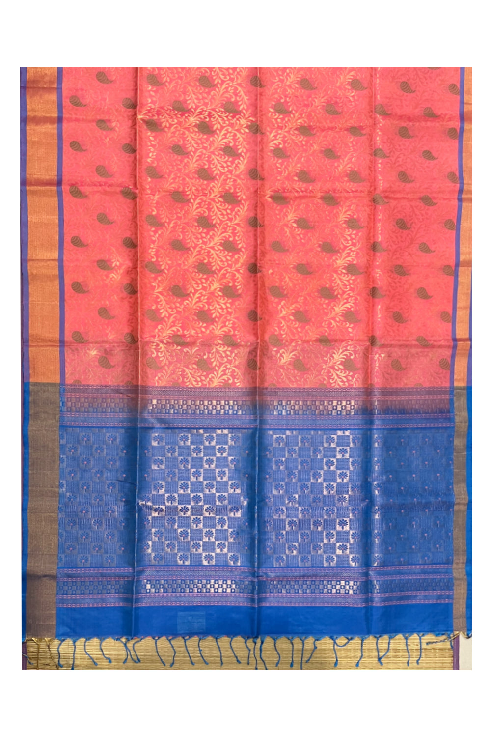 Southloom Pure Handloom Bridal Kanchipuram Silk Saree with Korvai Work