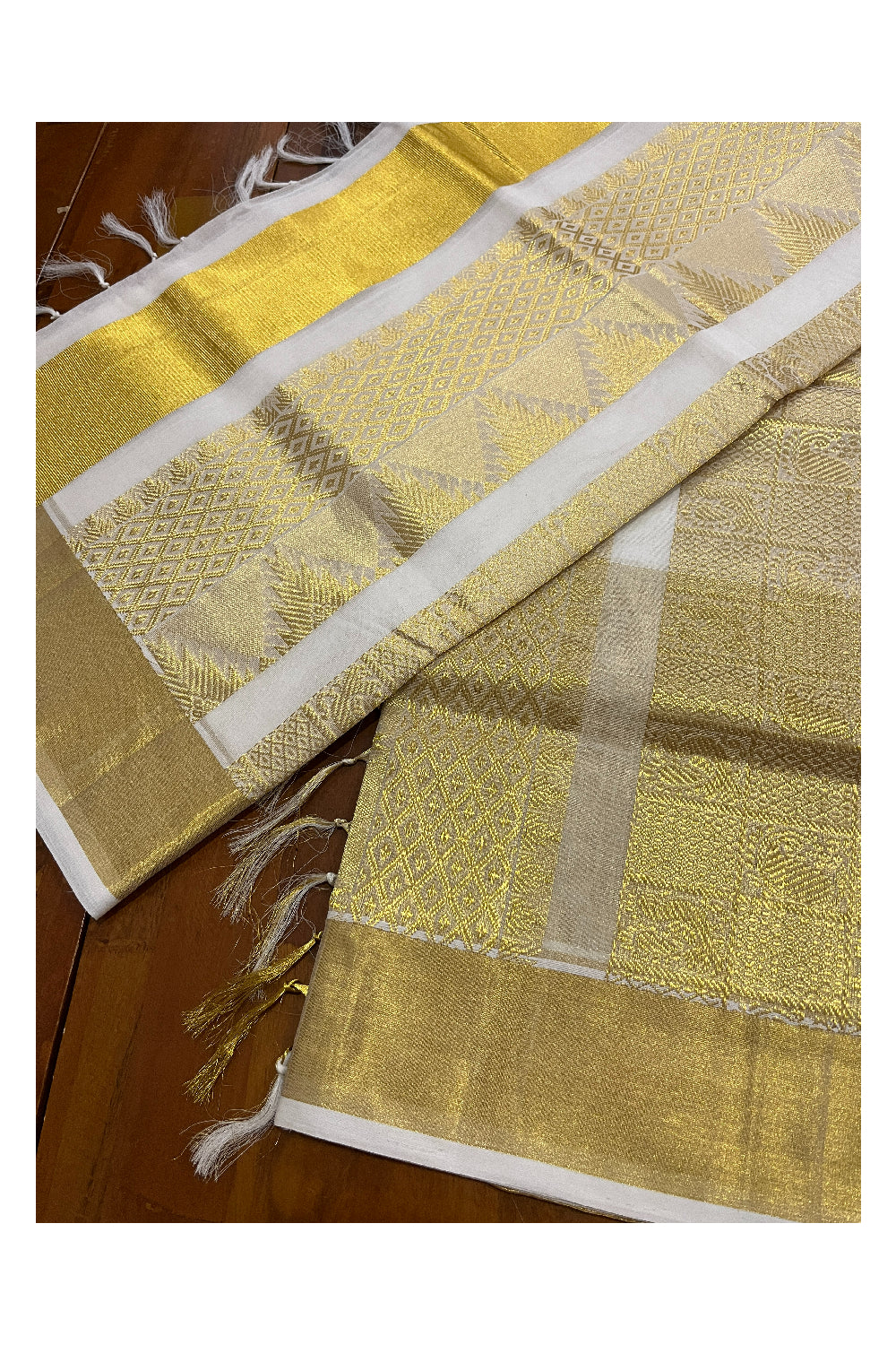 Southloom Premium Handloom Cotton Saree with Heavy Woven Works on Body