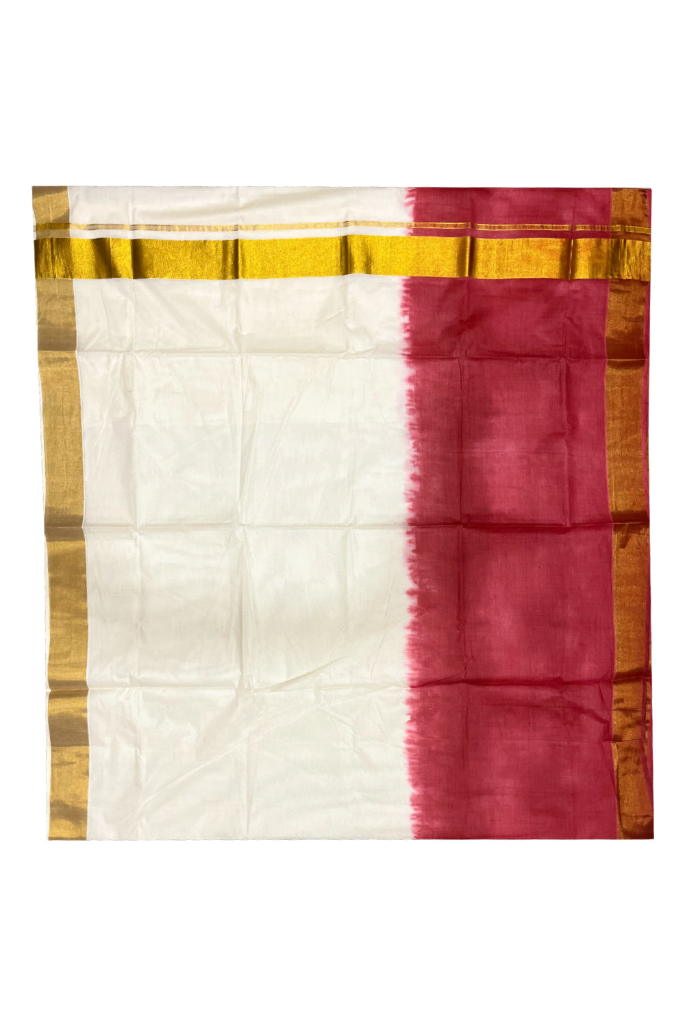 Southloom Tie and Dye Multi Colour Red  Kasavu Saree (Onam 2024 Collection)