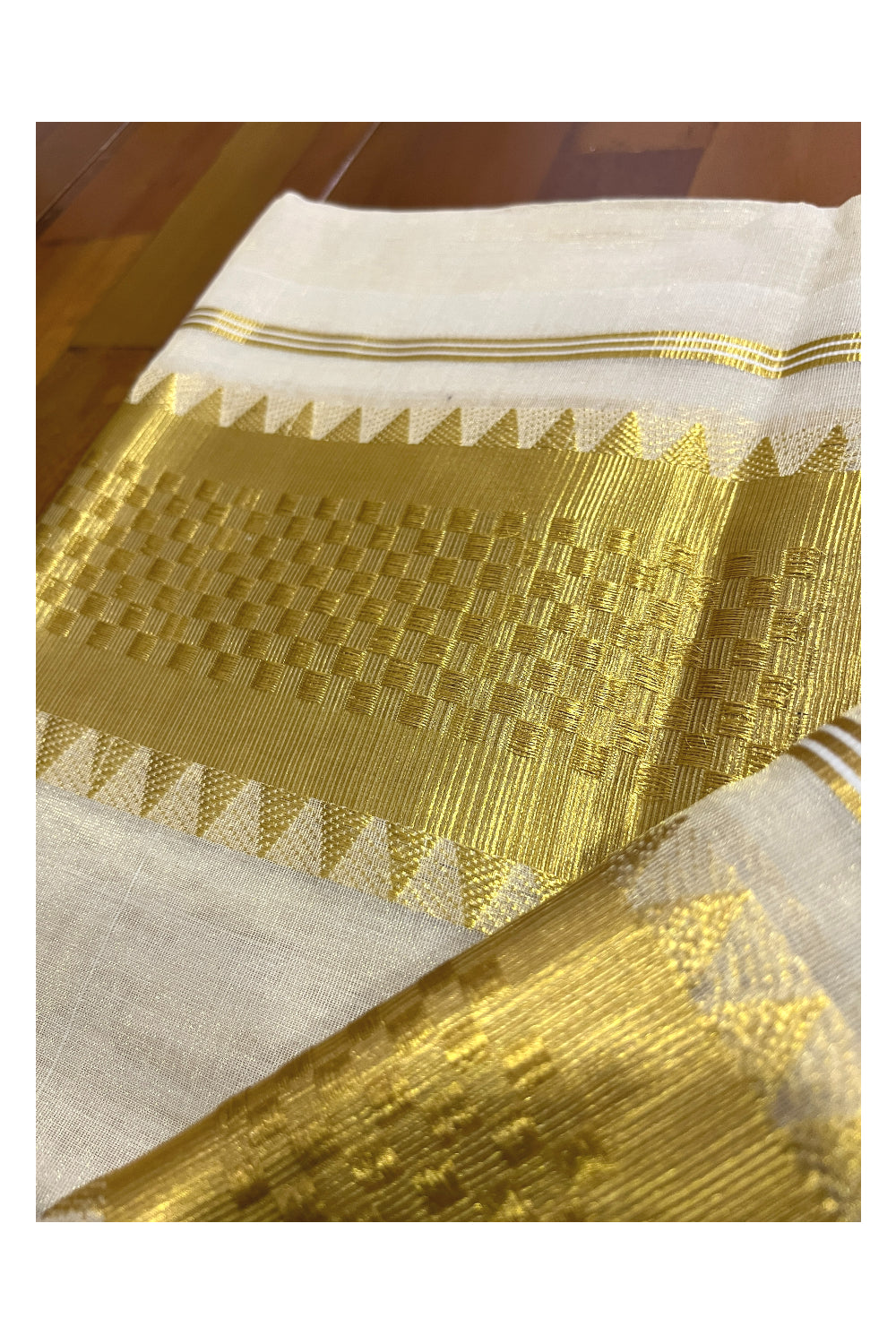 Southloom Handloom Premium Tissue Plain Single Set Mundu with Temple Woven Paa Neythu Border