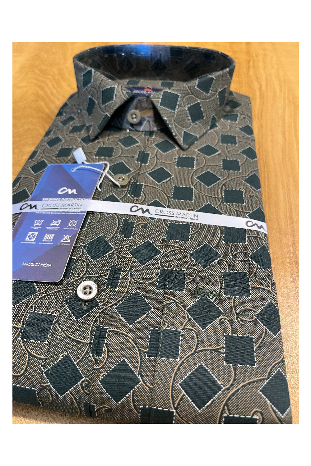 Pure Cotton Green Printed Shirt (40 FS)