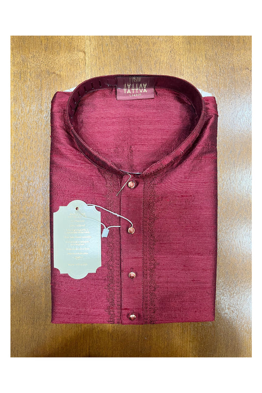 Southloom Pure Silk Reddish Pink Short Kurta for Men