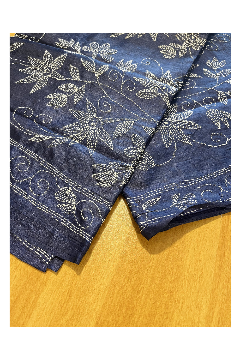 Southloom Kantha Thread Work Designer Blue Saree