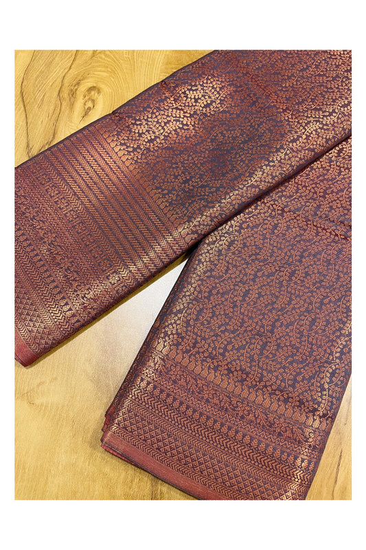 Southloom Premium Semi Silk Zari Work Brocade Saree in Bridal Brown with Matching Pallu