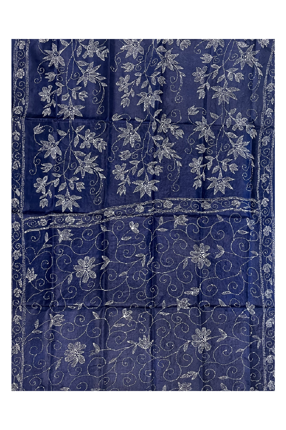 Southloom Kantha Thread Work Designer Blue Saree