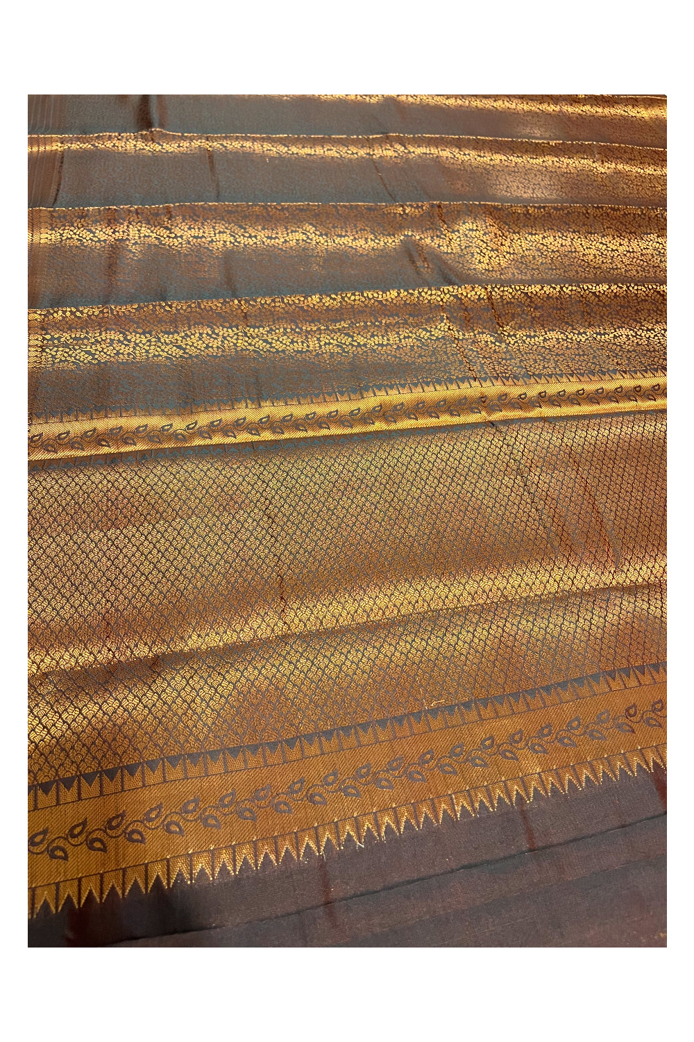 Southloom Premium Semi Silk Zari Work Brocade Saree in Bridal Brown with Matching Pallu (Kanchipuram Pattu Saree)