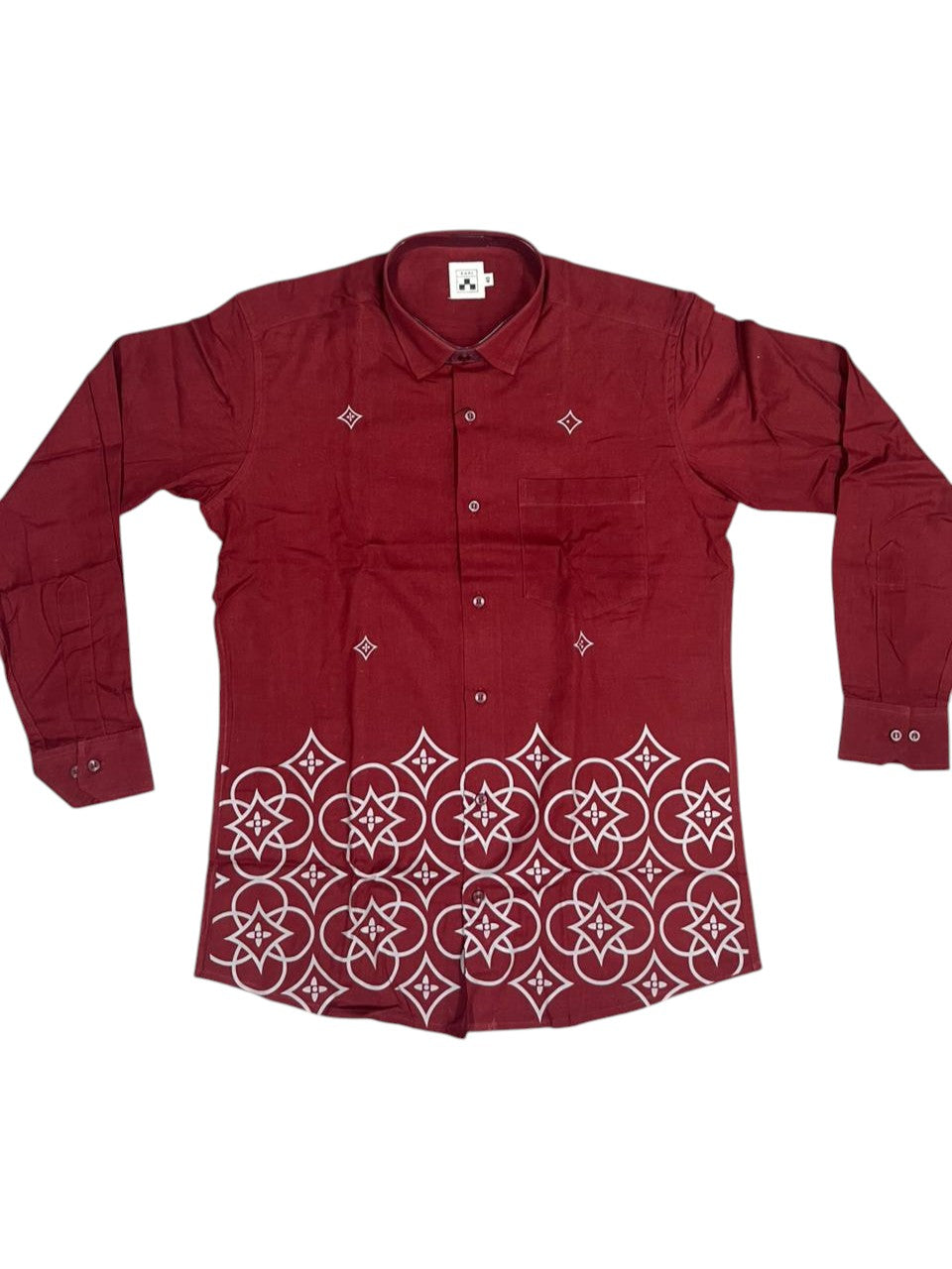 Southloom Cotton printed Maroon Men's Combo  (Shirt + Mundu) SL578