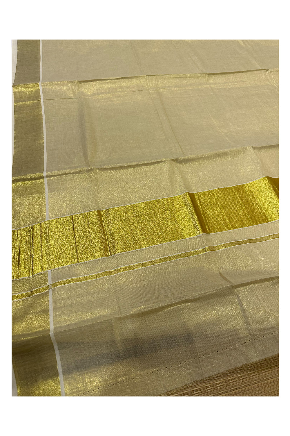 Kerala Tissue Kasavu Plain Saree with 4 Inch Border (Onam Saree 2023)