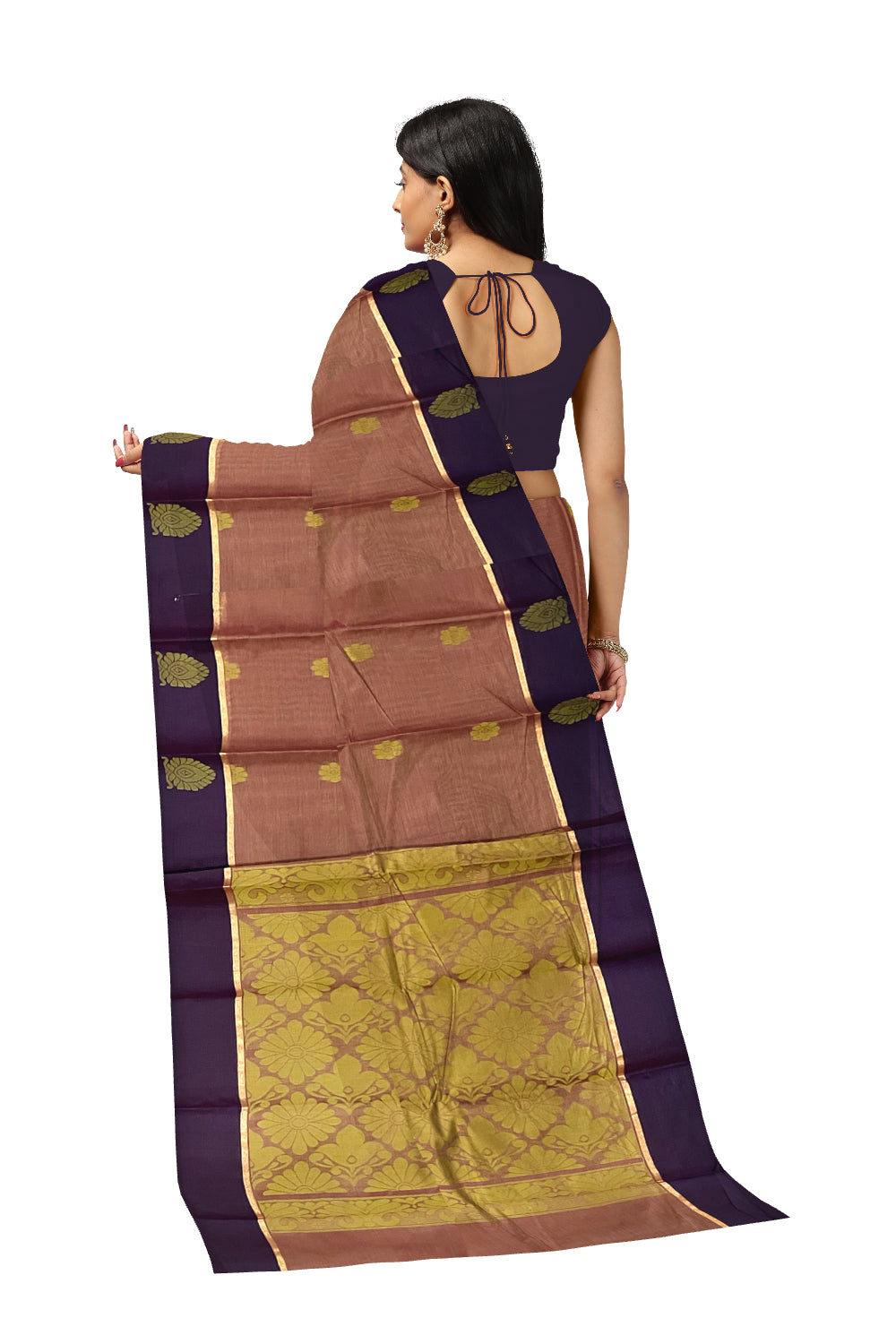 Southloom Cotton Light Maroon Saree with Woven Butta Works on Body and Pallu