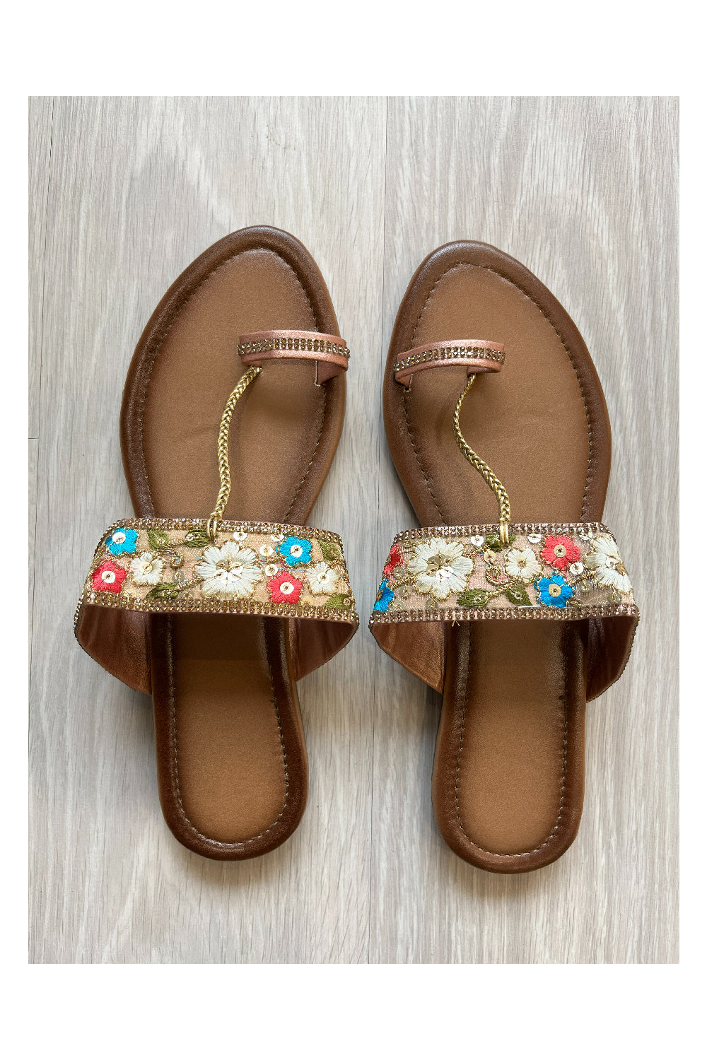 Southloom Jaipur Handmade Embroidered Brown Sandals