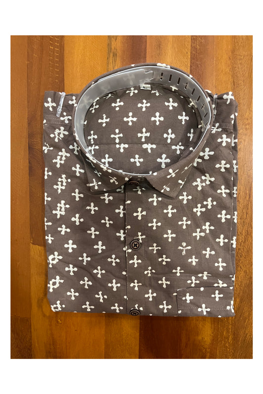 Southloom Jaipur Cotton Hand Block Printed Grey Shirt (Full Sleeves)