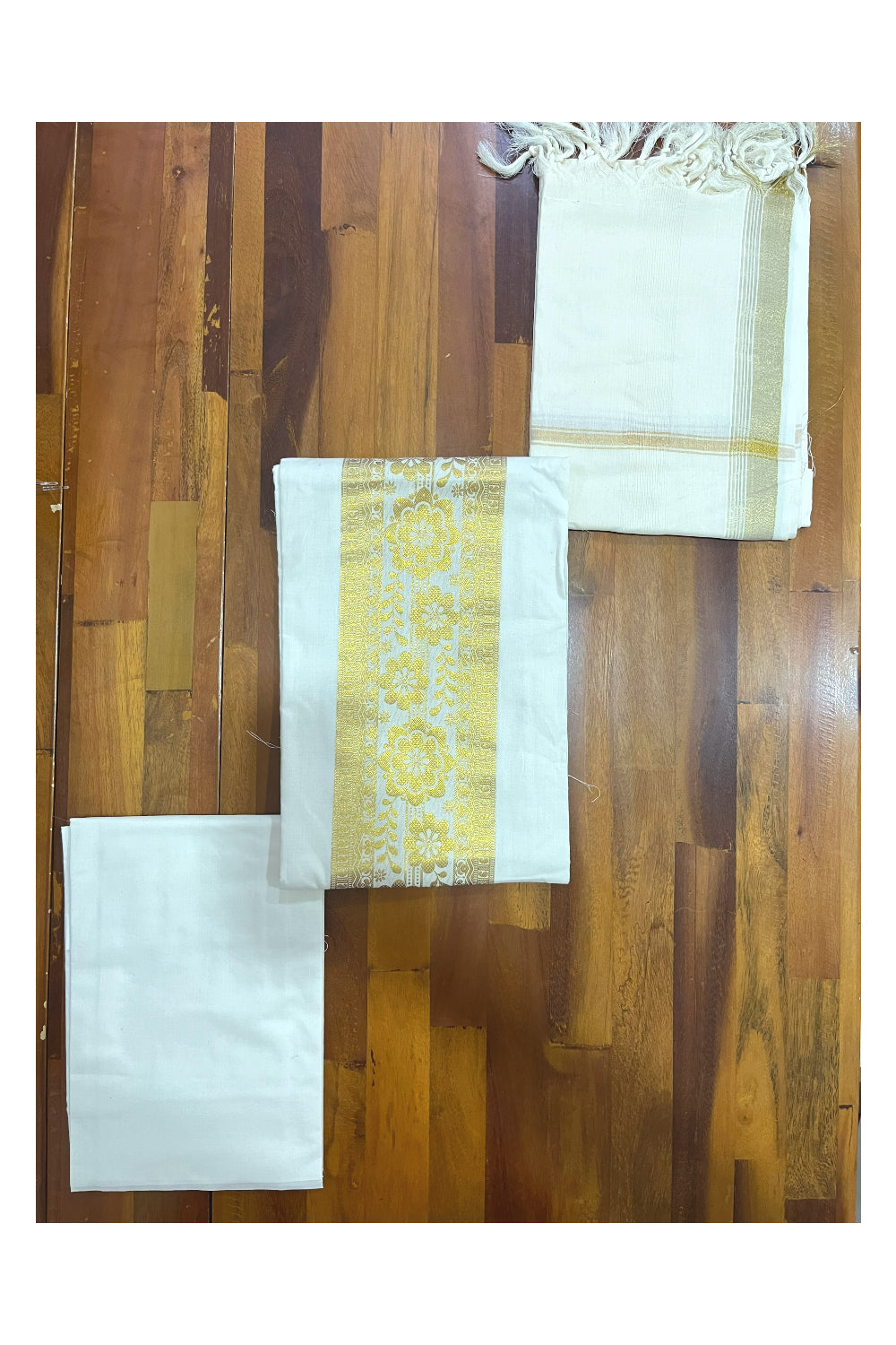 Kerala Cotton Churidar Salwar Material with Kasavu Woven Designs (include Shawl / Dupatta)