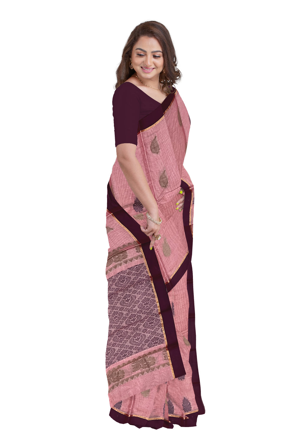 Southloom Cotton Red Saree with Woven Butta Works on Body and Pallu