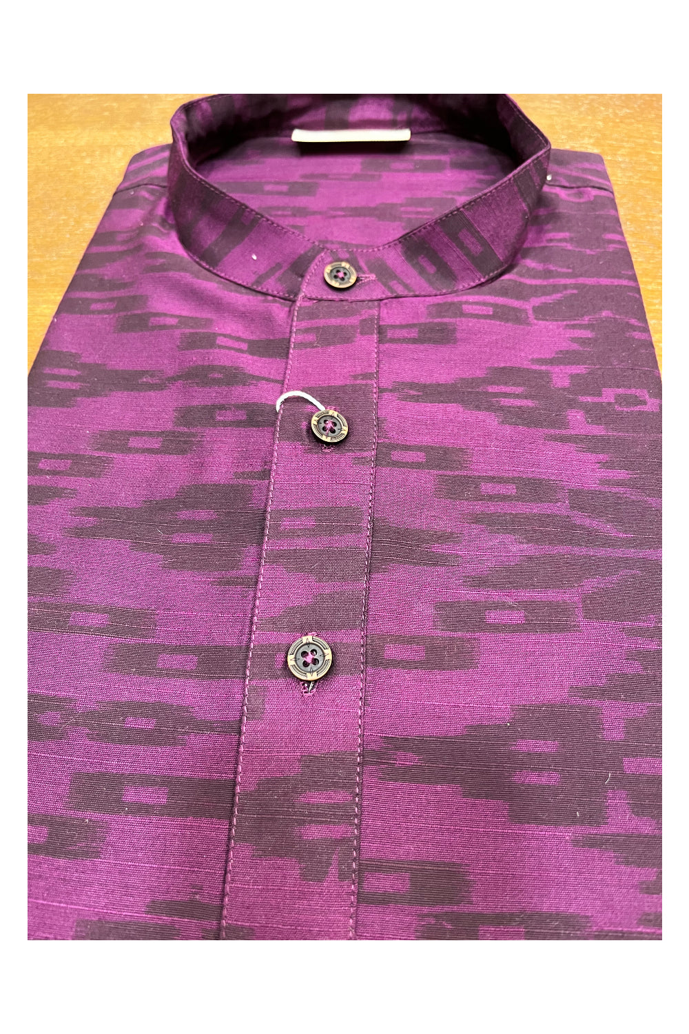 Southloom Violet And Black Printed Semi Silk Short Kurta for Men