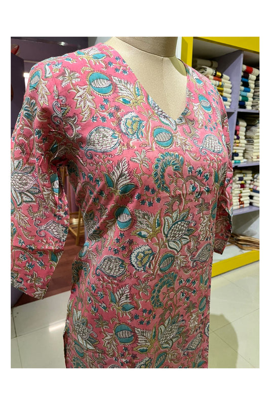 Southloom Stitched Cotton Kurti in pink Printed Designs