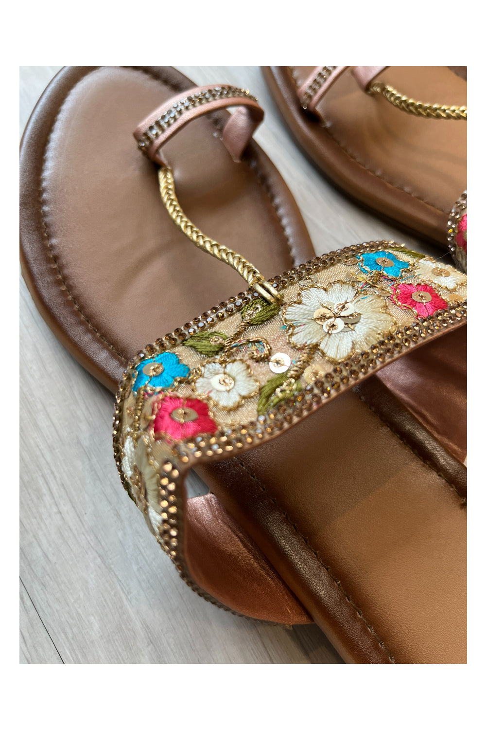 Southloom Jaipur Handmade Embroidered Brown Sandals