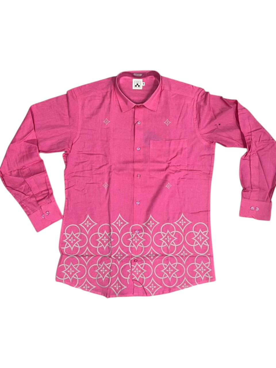 Southloom Cotton printed Pink Men's Combo  (Shirt + Mundu) SL578