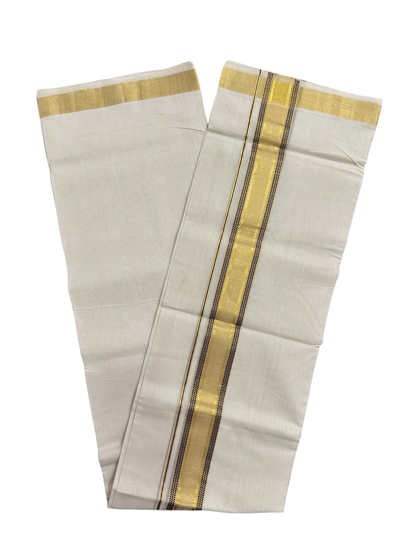 Southloom Premium Balaramapuram Unakkupaavu Handloom Mundu with Brown and Kasavu Design Border (South Indian Kerala Dhoti)