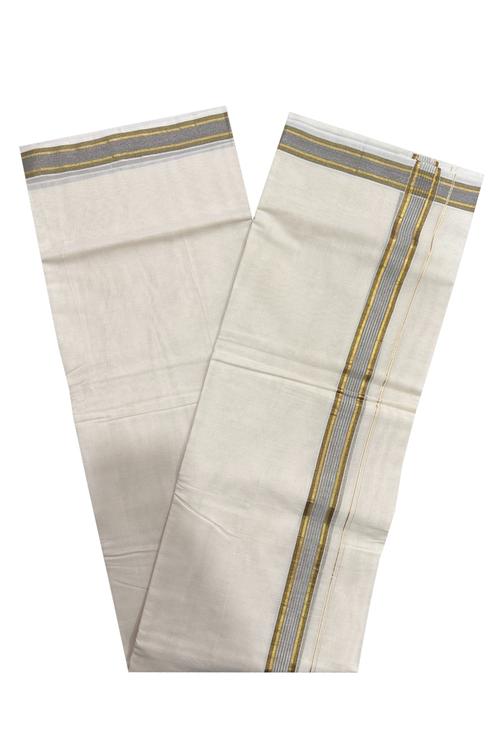 Southloom Premium Handloom Mundu with Green and Kasavu Kara (Onam Mundu 2023)