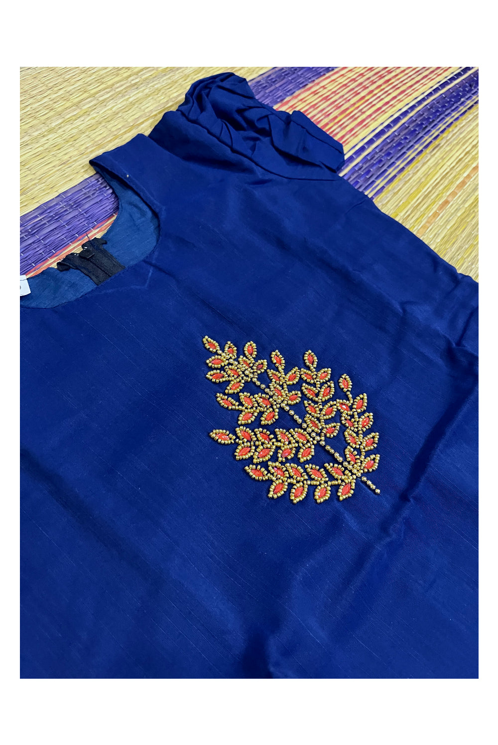 Southloom Kerala Pavada Blouse with Blue Bead Work Design (Age - 3 Year)