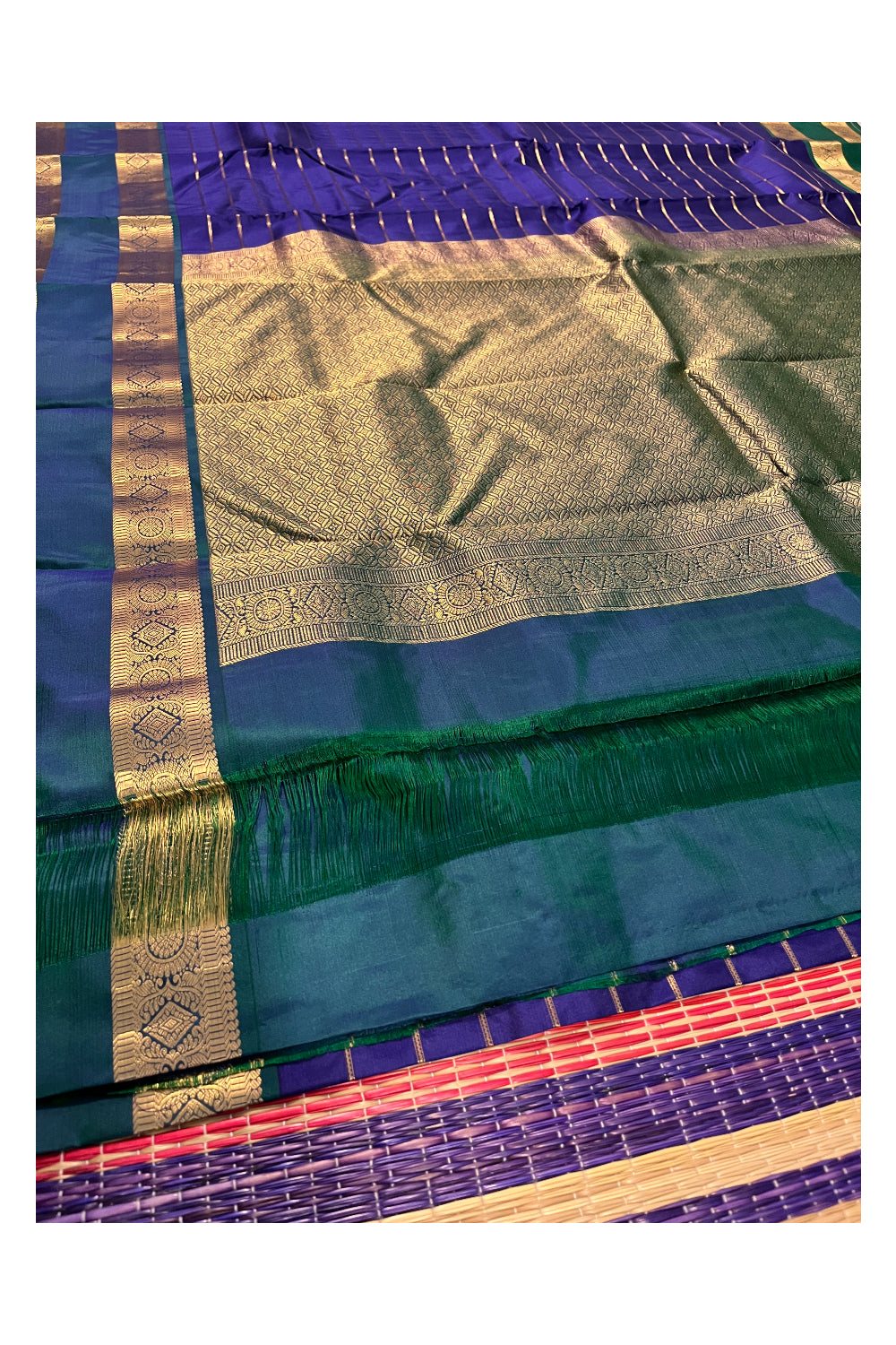 Southloom Pure Handloom Bridal Kanchipuram Silk Saree with Korvai Work