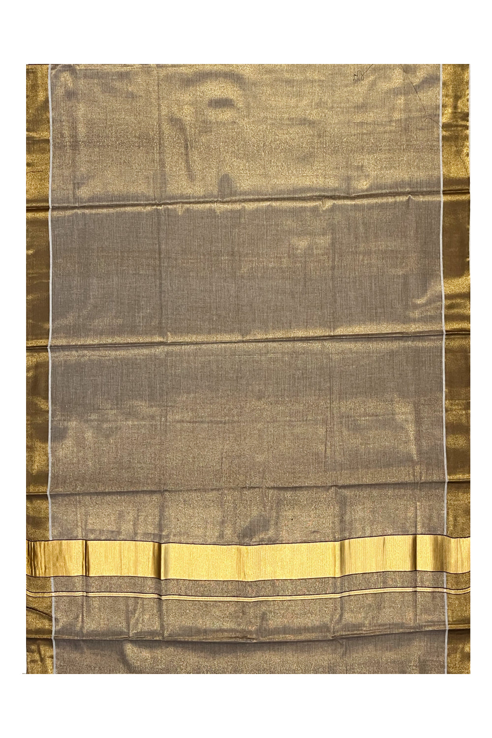 Kerala Brown Tissue Kasavu Plain Saree with 3 Inch Border