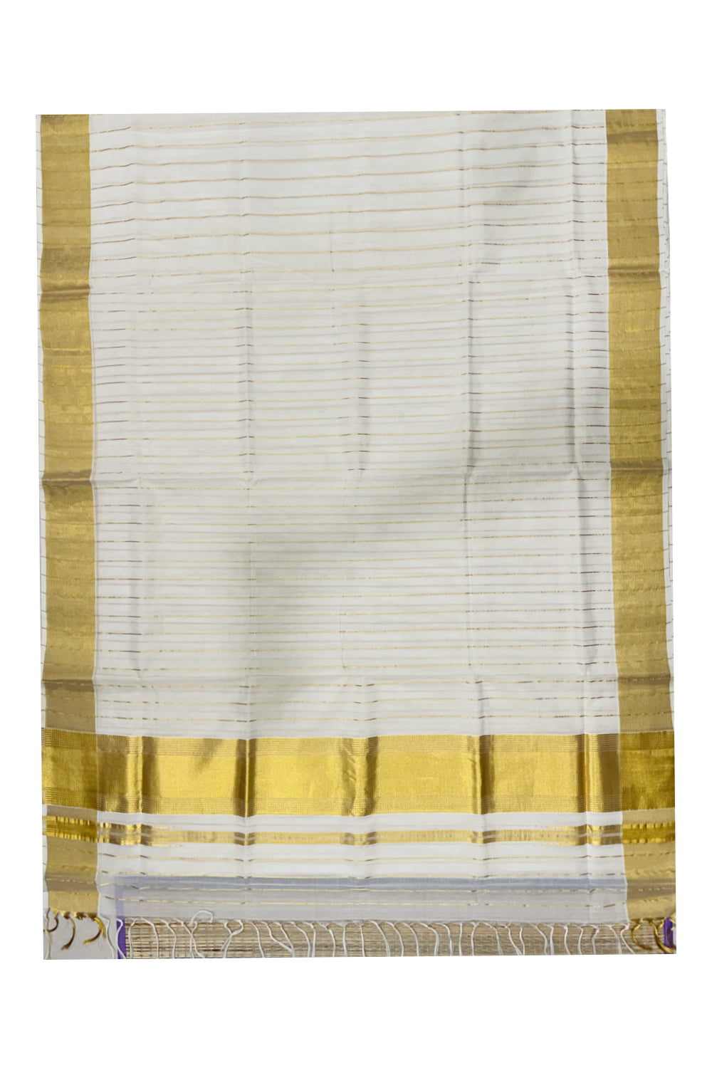 Southloom Premium Handloom Cotton Kasavu Lines Design Saree