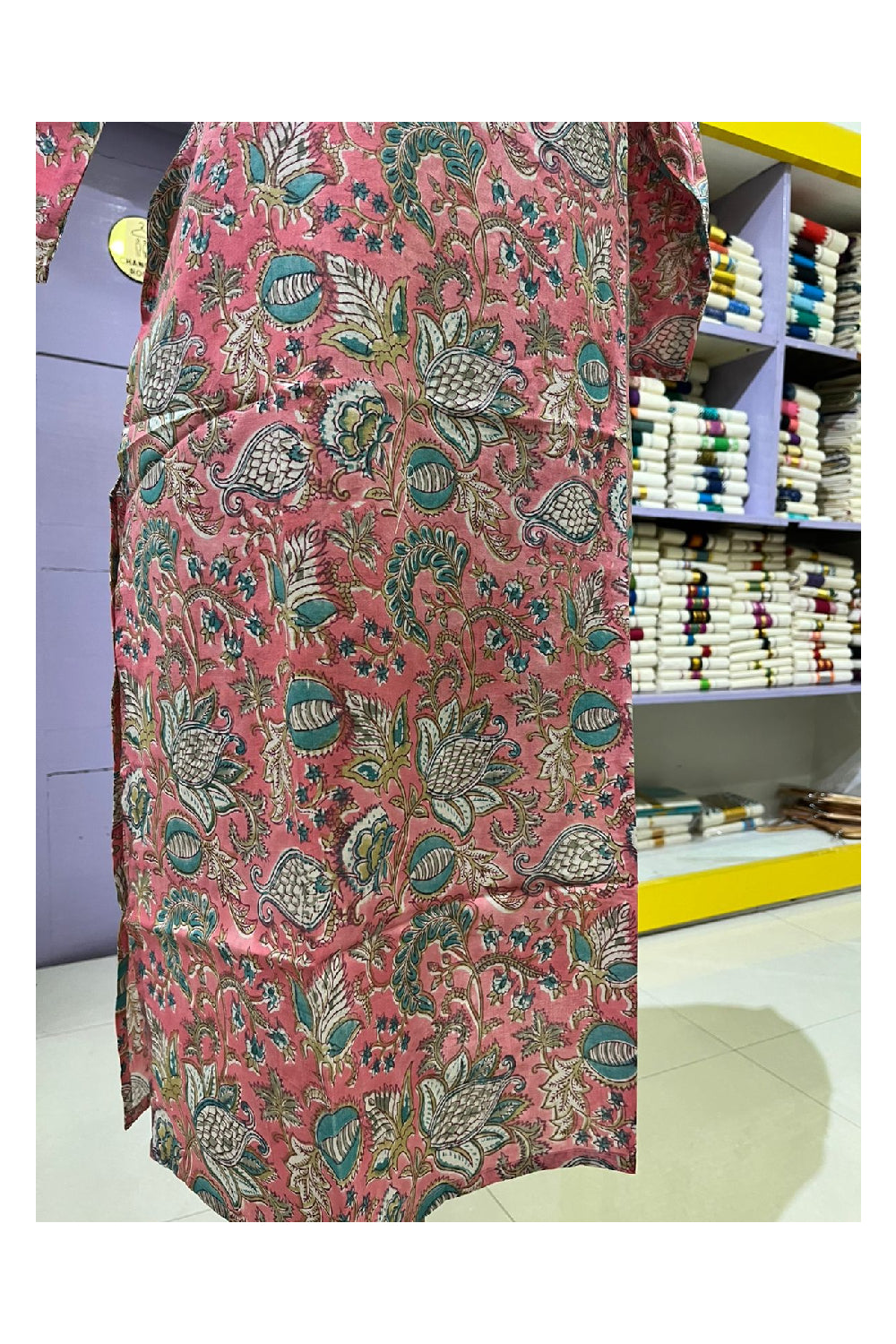 Southloom Stitched Cotton Kurti in pink Printed Designs