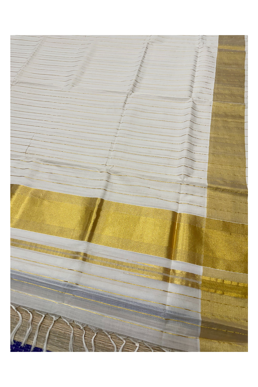 Southloom Premium Handloom Cotton Kasavu Lines Design Saree