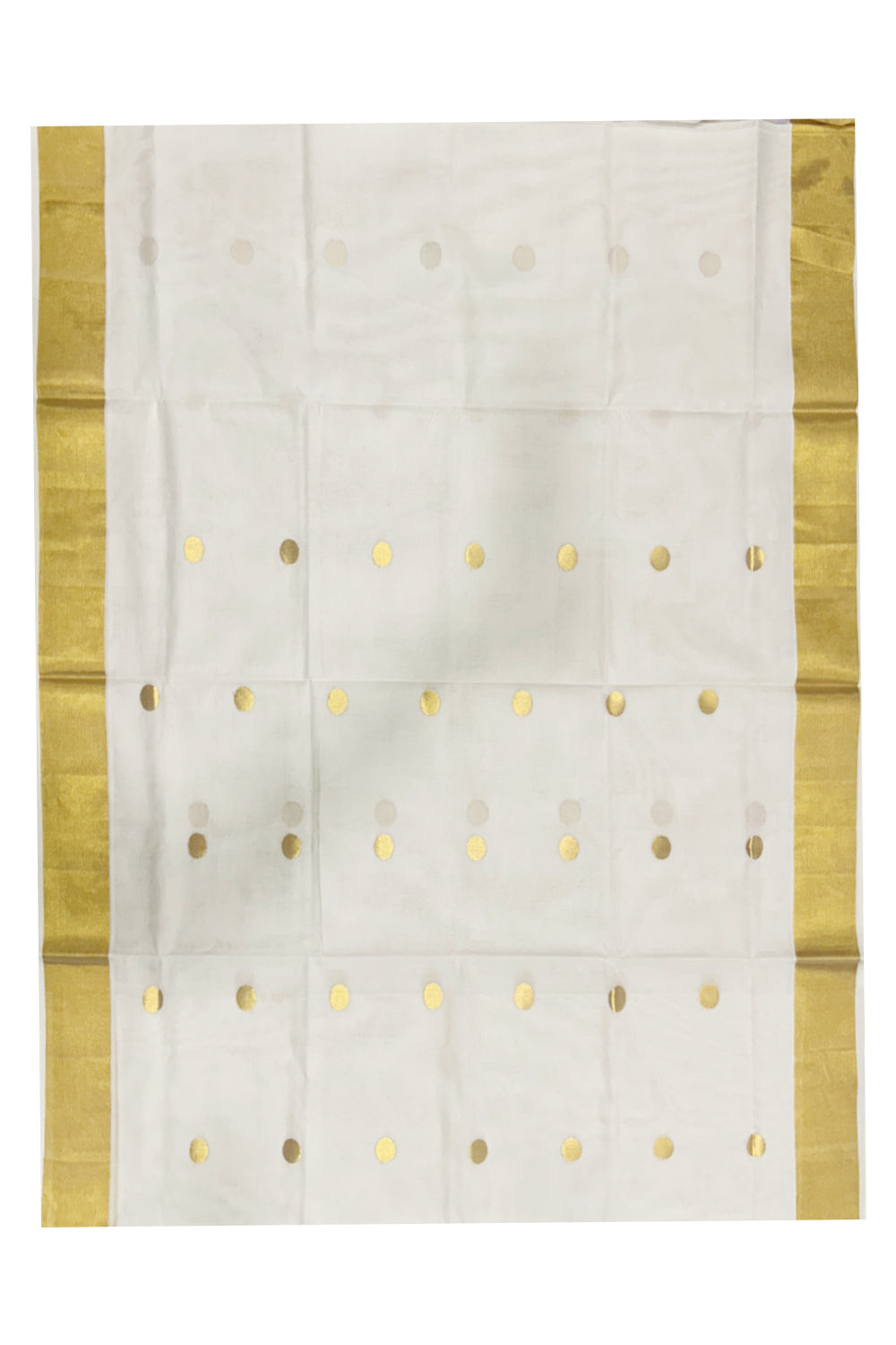 Southloom Premium Handloom Cotton Saree with Polka Woven Works on Body