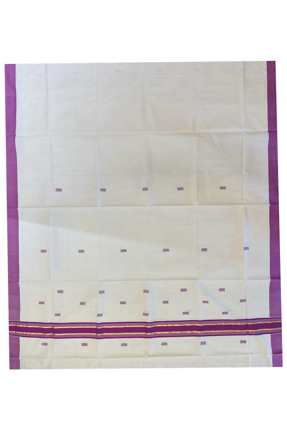 Southloom Super Premium Unakkupaavu Handloom Butta Work Saree with Magenta and Pure Kasavu Border