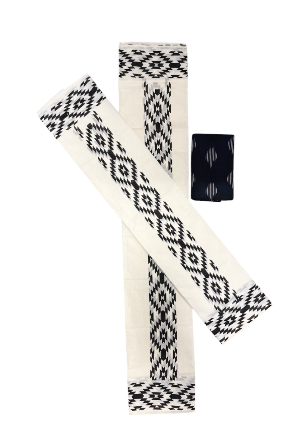 Southloom Ikat Design Black Printed Set Mundu with Blouse Piece