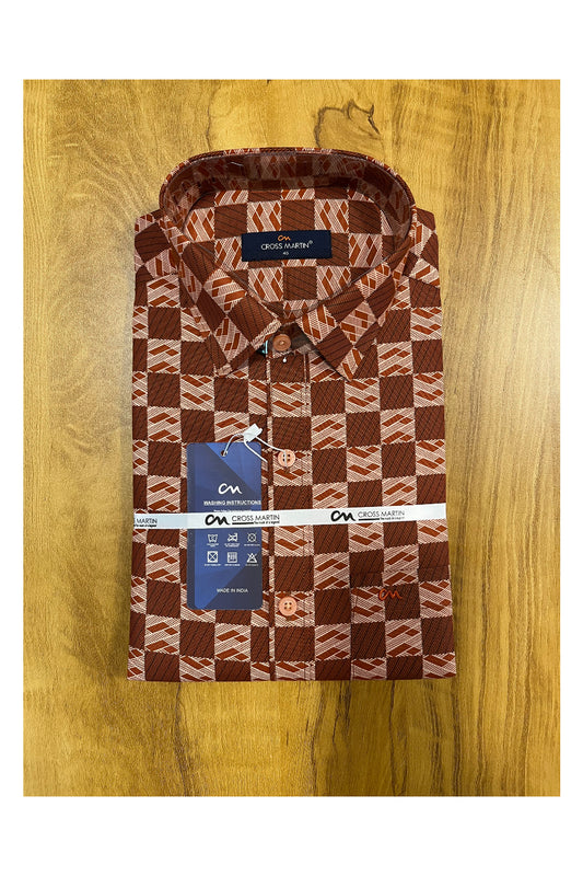 Pure Cotton orange Printed Shirt (40 FS)