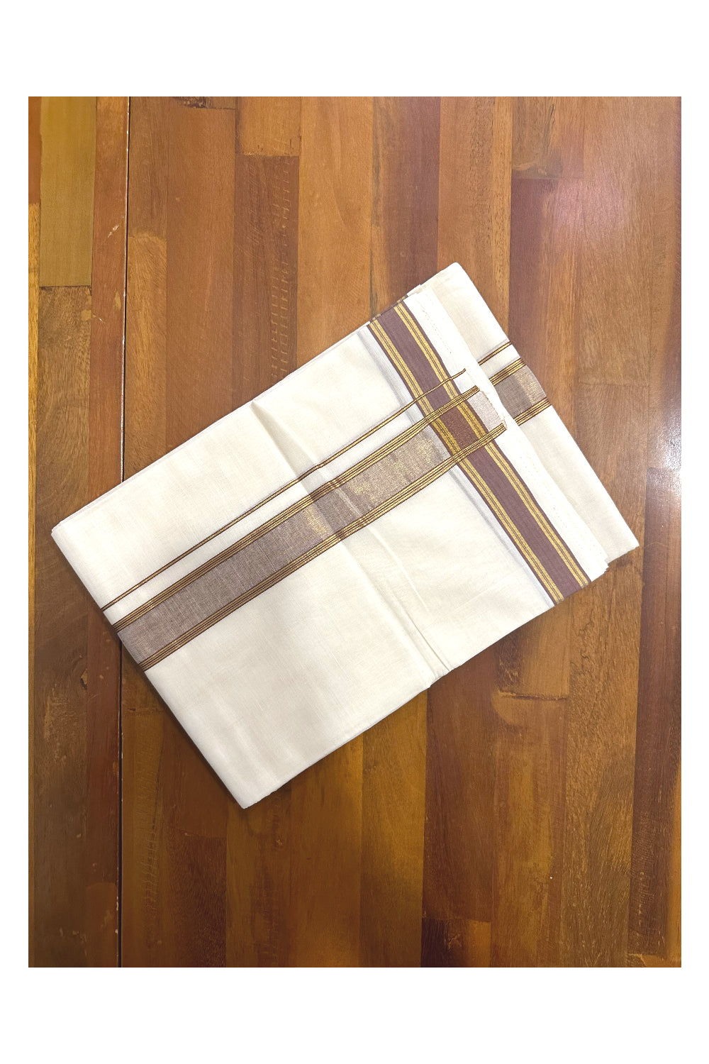 Southloom Premium Handloom Mundu with Brown and Kasavu Kara (Onam Mundu 2023)