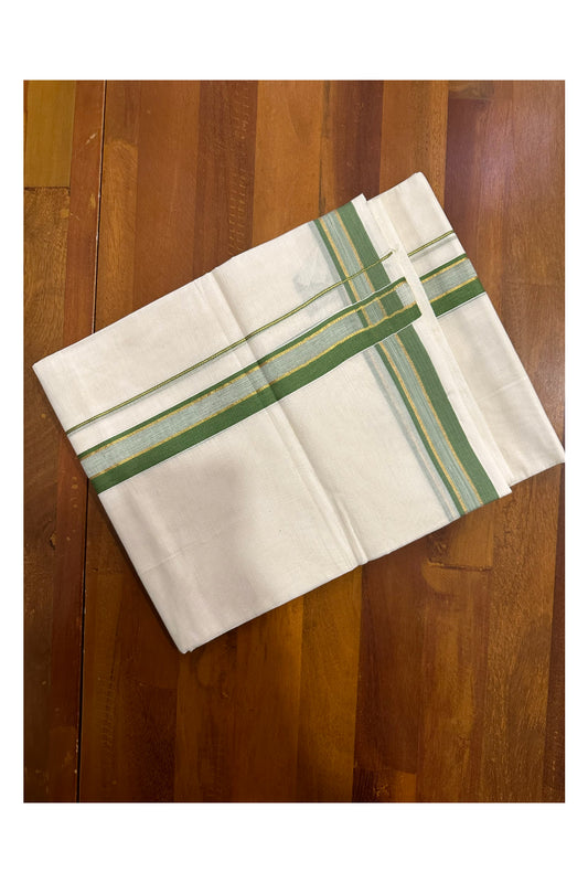 Southloom Premium Handloom Mundu with Green and Kasavu Kara (Onam Mundu 2023)