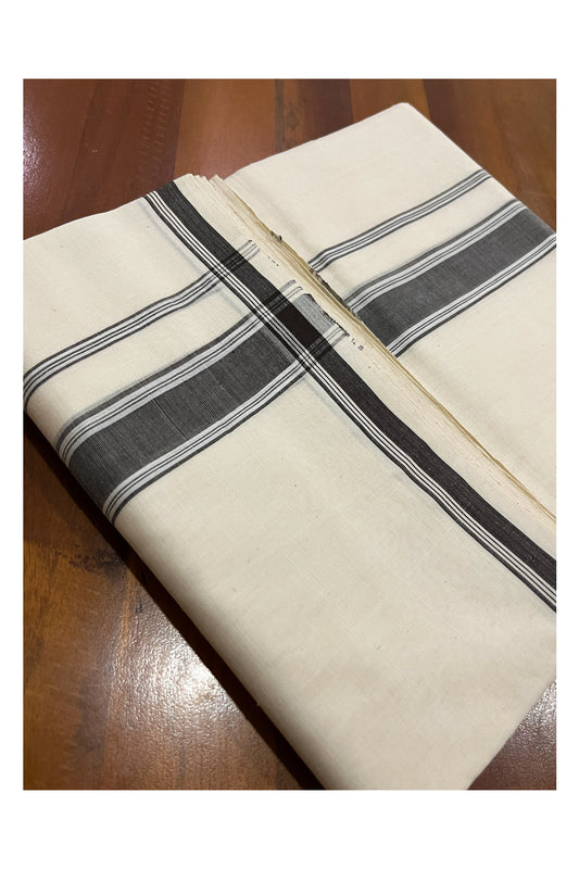 Southloom Premium Balaramapuram Unakkupaavu Handloom Mundu with Black Border (South Indian Kerala Dhoti)