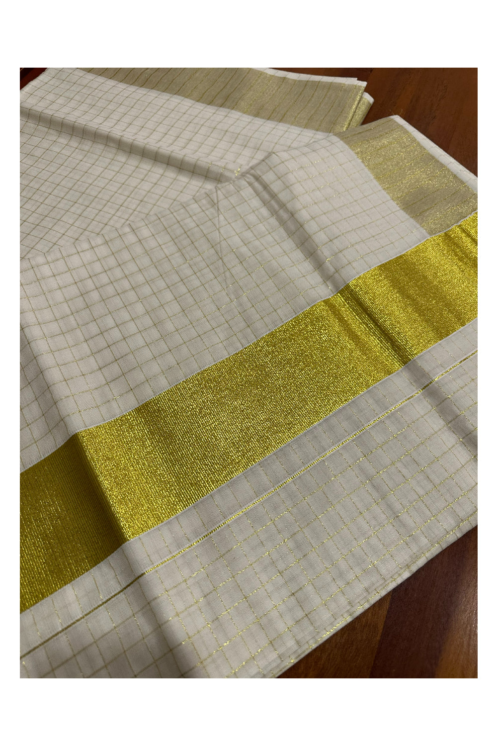 Pure Cotton Kerala Kasavu Checks Design Saree (Onam Saree 2023)