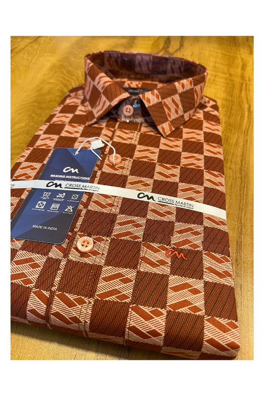 Pure Cotton orange Printed Shirt (40 FS)