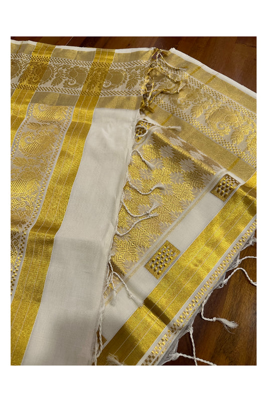 Southloom Premium Handloom Cotton Kerala Saree with Kasavu Woven Works