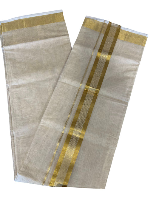 Southloom Premium Handloom Tissue Mundu with 2 inch Gold Kasavu Border