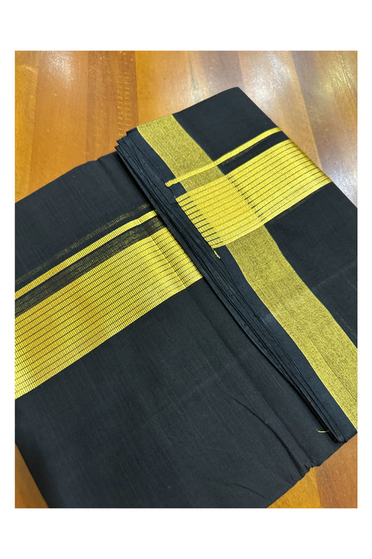 Southloom Balaramapuram Unakkupaavu Handloom Black Mundu with Kasavu Lines Border