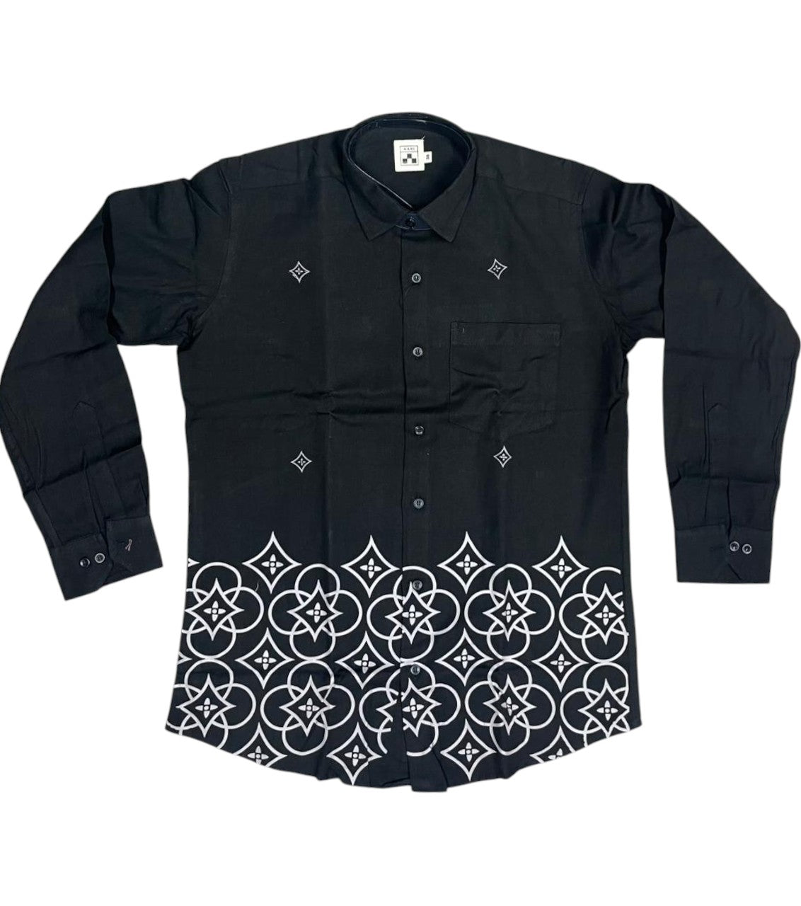 Southloom Cotton printed Black Men's Combo  (Shirt + Mundu) SL578